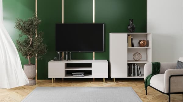 RTV-skåp 155 cm Kashmir, ben i guld
