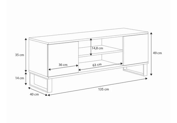 RTV skåp 135 cm loft ek hantverk guld - fiskbensmönster