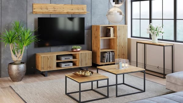 RTV-skåp 135 cm loft ek hantverk guld - svarv