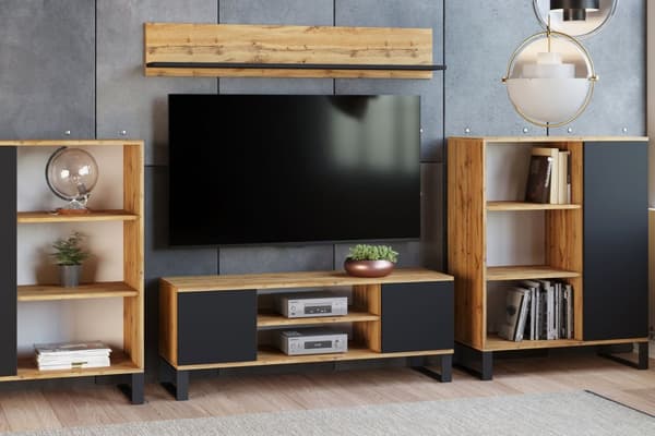 RTV-skåp 155 cm loft svart - vit