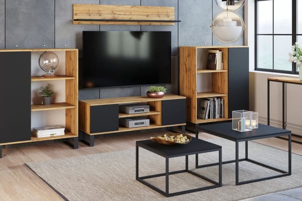 RTV-skåp 155 cm loft svart - vit