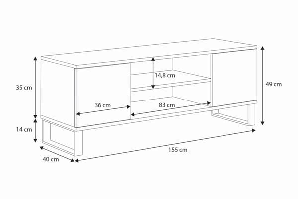 RTV Focus 155 cm - metallben Ek artisan