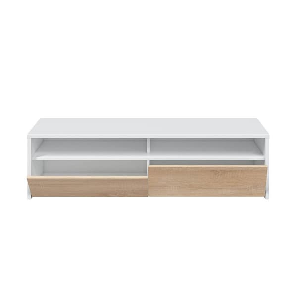 Meuble TV 2 portes battantes et 2 niches de rangement Kioto - L130 cm
