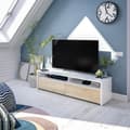 Miniatyrbild 9 av 10: Meuble TV 2 portes battantes et 2 niches de rangement Kioto - L130 cm