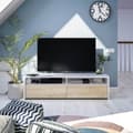 Miniatyrbild 10 av 10: Meuble TV 2 portes battantes et 2 niches de rangement Kioto - L130 cm