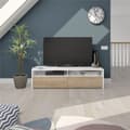 Miniatyrbild 2 av 10: Meuble TV 2 portes battantes et 2 niches de rangement Kioto - L130 cm