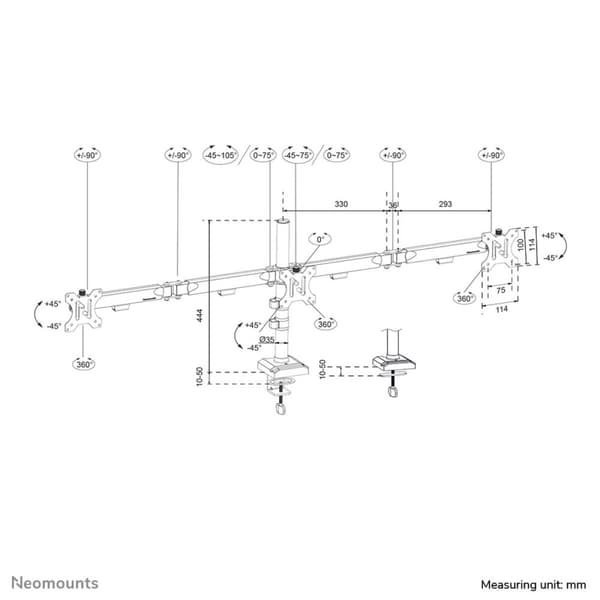 Skjermbordstøtte Neomounts DS60-600BL3 10" 27"