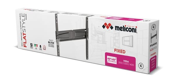 Meliconi FS 400 FLAT FB fast TV-väggfäste - För 40" till 65" TV - VESA 200/300/400