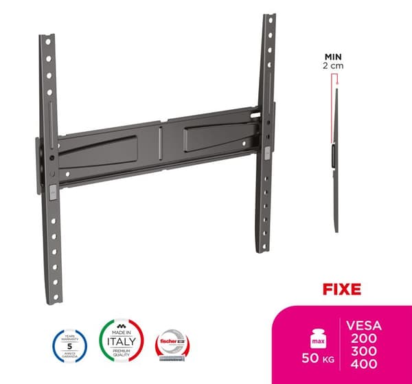 Meliconi FS 400 FLAT FB fast TV-väggfäste - För 40" till 65" TV - VESA 200/300/400
