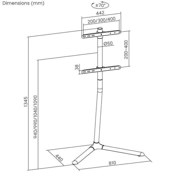 TV-stativer til gulv MacLean MC-494 70" 40 kg