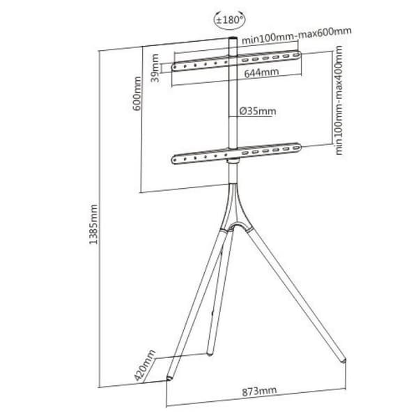 TV-stativer til gulv Techly 105209 65" 32 kg