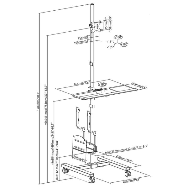 TV-stativer til gulv MacLean MC-793 W 32" 20 kg