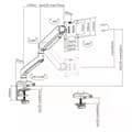 Pikkukuva 2 / 6: Ergo Office -alumiininen näyttöteline kaasujousella, kaksoisvarsi, VESA 75x75/100x100, 17"-32" 10 kg hopea, ER-447