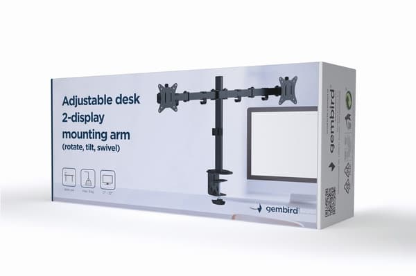 Gembird MA-D2-01 skärmfäste/stativ 81,3 cm (32 tum) svart skrivbord