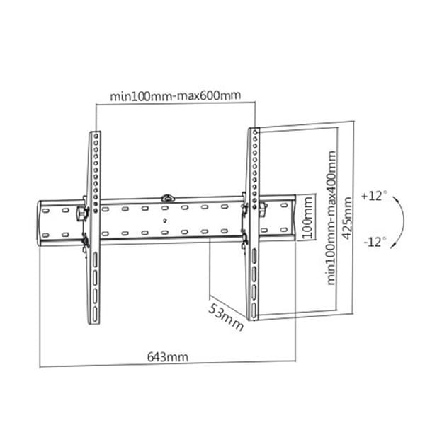 Gembird WM-70T-02 TV-fäste 177,8 cm (70 tum) Svart