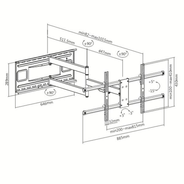 Techly ICA-PLB 490 TV-beslag 2,03 m (80") Sort
