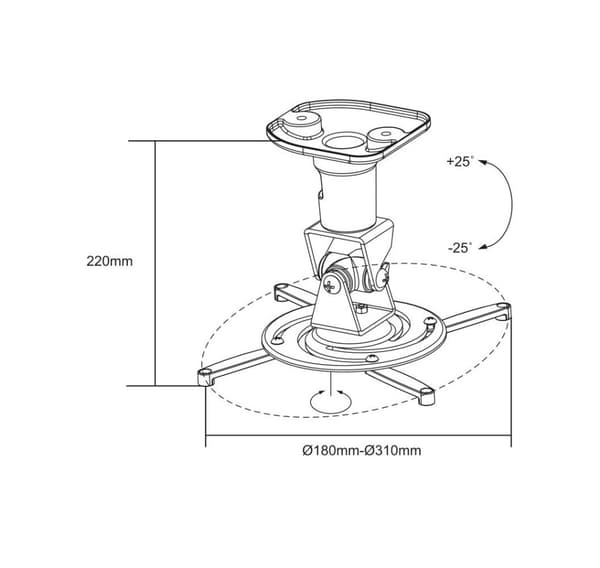 Logilink BP0003 Projektorfäste, tak, universal, 220 mm, vit