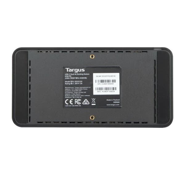 Targus, Universal DisplayLink USB-C Dual 4K HDMI-dokkingstasjon med 65 W strømforsyning