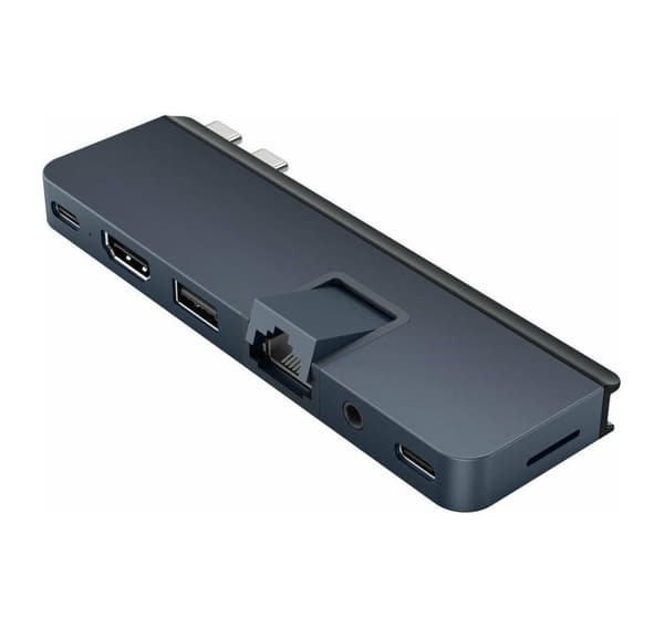 Hyper, HyperDrive Dual USB-C TB -yhteensopiva 7-in-2-keskitin yleisellä USB-C-ulkoisovittimella MacBook Airille/Prolle 2016-2020