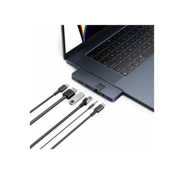 Hyper, HyperDrive Dual USB-C TB -yhteensopiva 7-in-2-keskitin yleisellä USB-C-ulkoisovittimella MacBook Airille/Prolle 2016-2020