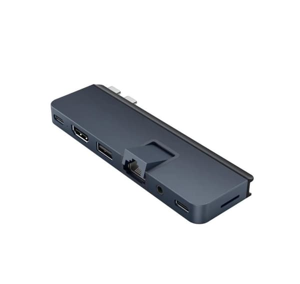 Hyper, HyperDrive Dual USB-C TB -yhteensopiva 7-in-2-keskitin yleisellä USB-C-ulkoisovittimella MacBook Airille/Prolle 2016-2020