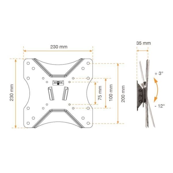 Stöd för lutbar TV - KAORKA - 474403 - 71 till 106 cm - Svart - VESA 200x200