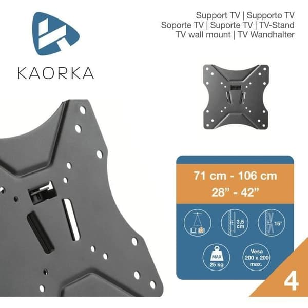 Stöd för lutbar TV - KAORKA - 474403 - 71 till 106 cm - Svart - VESA 200x200