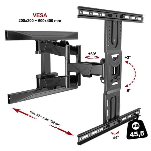 NB P6v2020 – Justerbart pro-väggfäste för stora 45″ – 75″ LED-TV-apparater