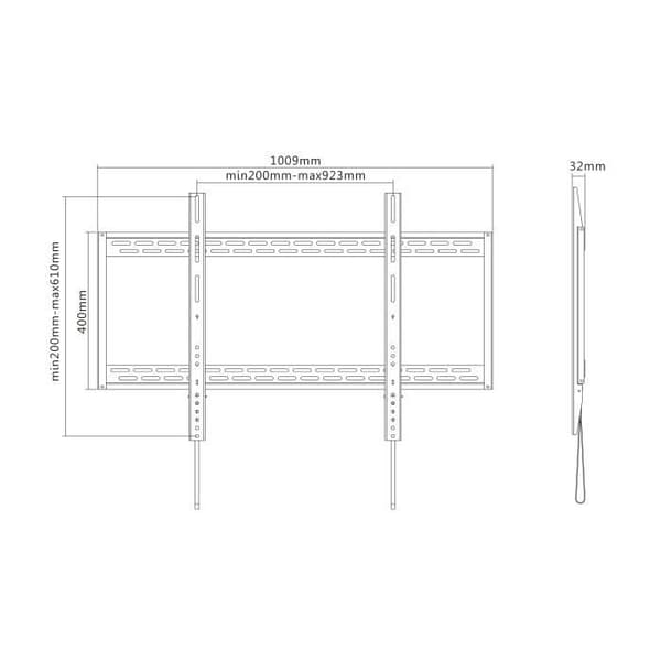 Support för fast väggmontering TV EQUIP 650323 - Svart - 60"-100" - 100 kg - VESA 200x200 till 900x600 mm
