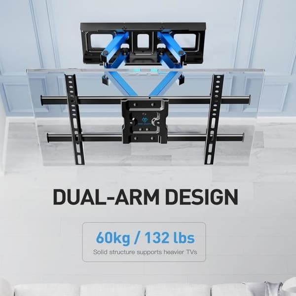 TV-väggfäste - PERLESMITH - Tiltbart och vridbart - 37-85 tum - Max belastning 60 kg - VESA 600x400
