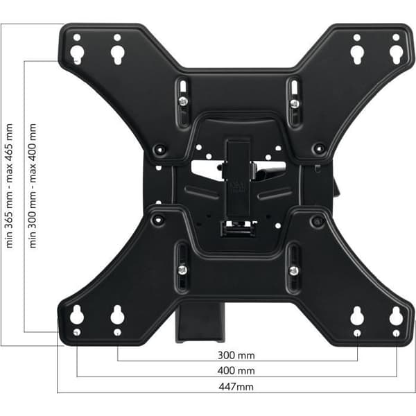 ONE FOR ALL WM4451 - Väggfäste med 15° lutning och 180° rotationsjustering för TV-apparater från 13 till 60" (33 till 152 cm) - Svart
