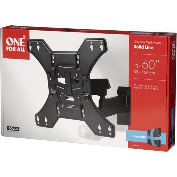 ONE FOR ALL WM4451 - Väggfäste med 15° lutning och 180° rotationsjustering för TV-apparater från 13 till 60" (33 till 152 cm) - Svart