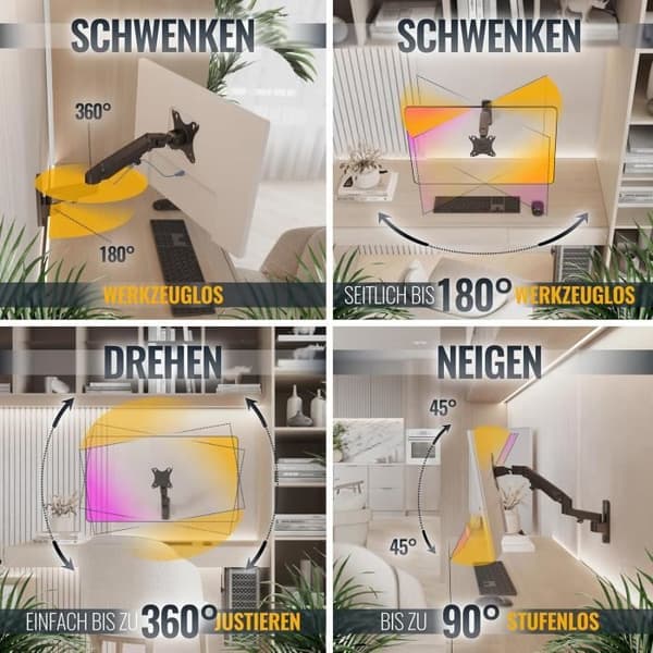 Stödvägg - RICOO - S4411 - Vridbar - Lutbar - VESA 75x75 100x100