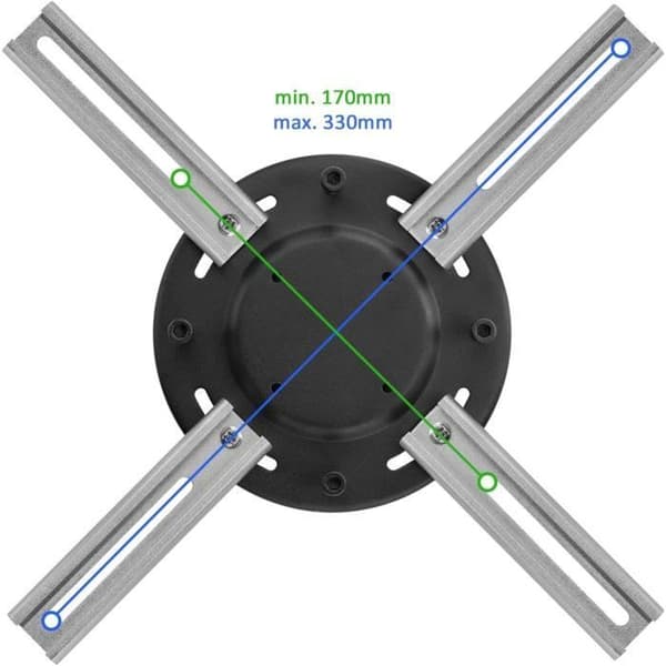 Stöd Plafond Projektor - DELEYCON - Universell - Tipping +/-15° - Svängbar 360° - Svart