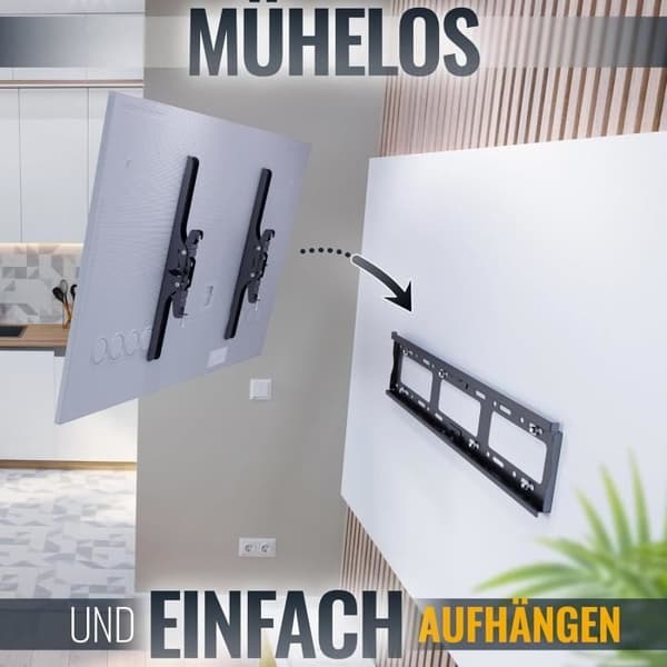 Stödvägg för TV - RICOO - 37-75 Tum - Ultra-slim - 100kg - VESA 300x200-600x400