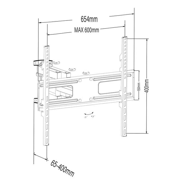 Maclean-fäste för TV eller bildskärm, max VESA 600x400, platt, väggavstånd 41-475 mm, 37-80", 50 kg, svart, MC-832A