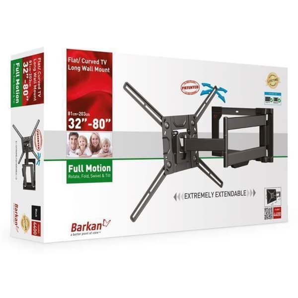 Barkan monteringssystem 4400, 50 kg, 101,6 cm (40"), 2,03 m (80"), 200 x 100 mm, 600 x 400 mm, svart