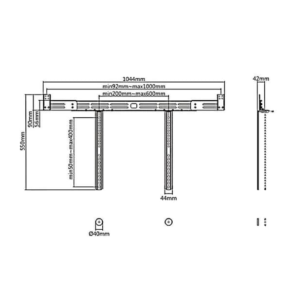 Soundbar-stöd - Maclean - MC-843 - Max belastning 10kg - Breddjustering 92-1000mm - Svart