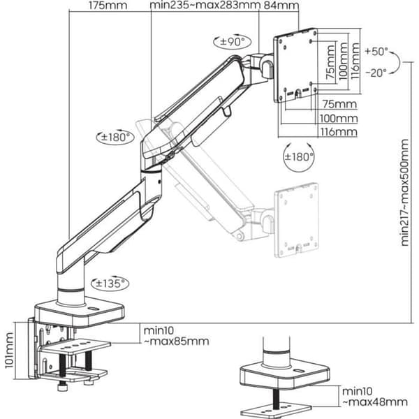Leddelt arm - OPLITE - MT49 - Hvid