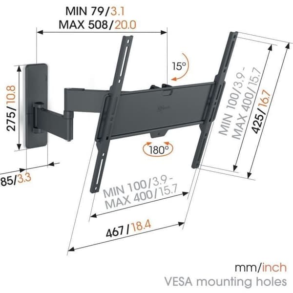 TV-väggfäste - VOGEL'S - TVM 1443 Full-Motion+ Medium, 2 armar, 32-65