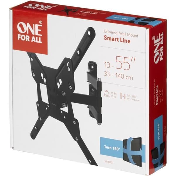 One For All SMART WM2451 Väggfäste för plattskärm, 180° lutning och rotation, för 13 till 65 TV-apparater