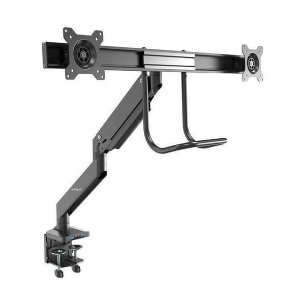 StarTech.com ARMSLIMDUAL2USB3 Arm med dubbla skärmar - 2 USB 3.0-portar - Robust skrivbordsfäste (2 bildskärmar, höjdsynkroniserad)