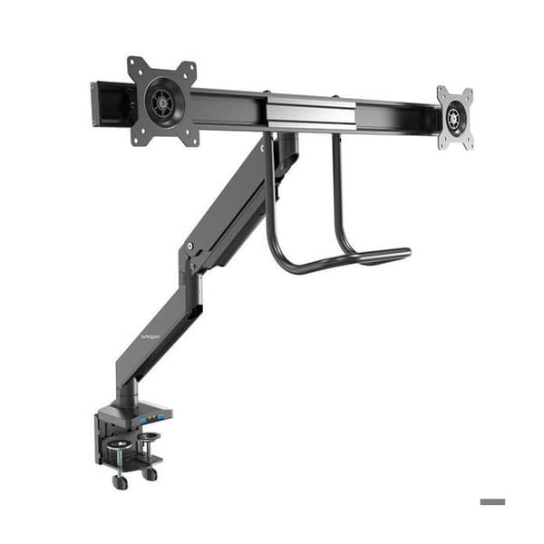 StarTech.com ARMSLIMDUAL2USB3 Arm med dubbla skärmar - 2 USB 3.0-portar - Robust skrivbordsfäste (2 bildskärmar, höjdsynkroniserad) Svart