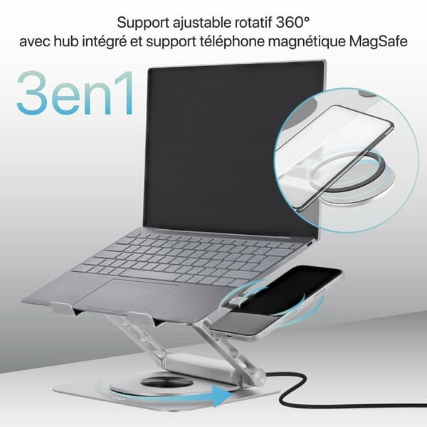Laptopstöd T'NB iClick Metall Modern 360° rotation