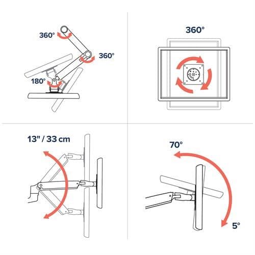 Ergotron LX bordmonteret LCD-arm poleret/32" sort/hvid VESA MIS-D