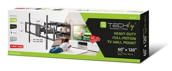 Techly Slim vægbeslag til 60-120" LCD LED TV, sort