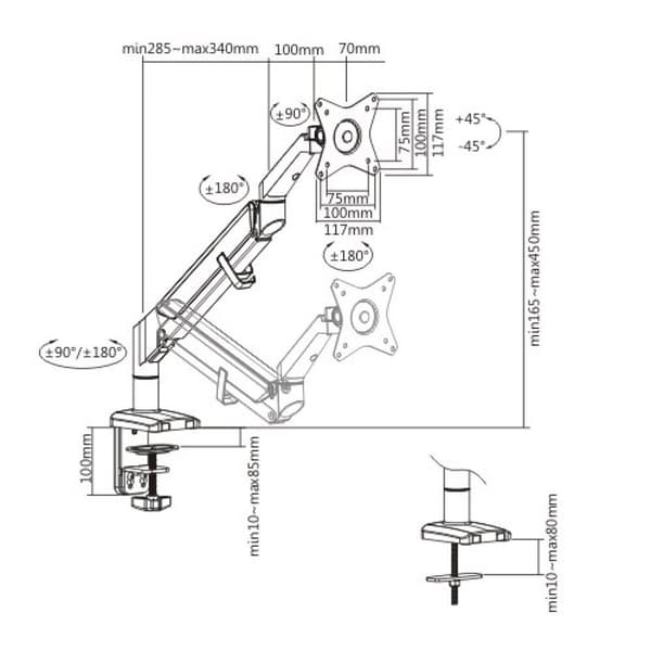 Techly ICA-LCD 441 skärmfäste / stativ 81,3 cm (32 tum) skrivbord grå