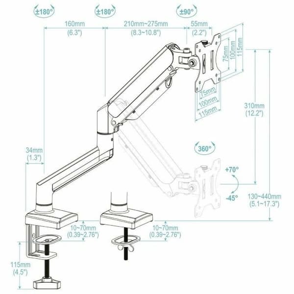 TV-holder TooQ DB1334TNR-B 34" 13"