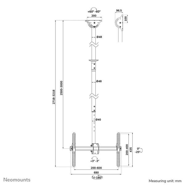 Skærm bord støtte Neomounts CL35-440BL16XL 70" 37" 50 kg