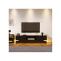 Miniatyrbild 2 av 5: 160*35*40.5 cm Stöd TV svart glänsande med LED-belysning, 2 lådor, appkontroll, antipriskdesign